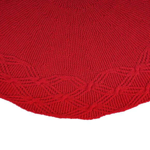 NWT 24” Red Knit Christmas Tree Skirt - Picture 4 of 9